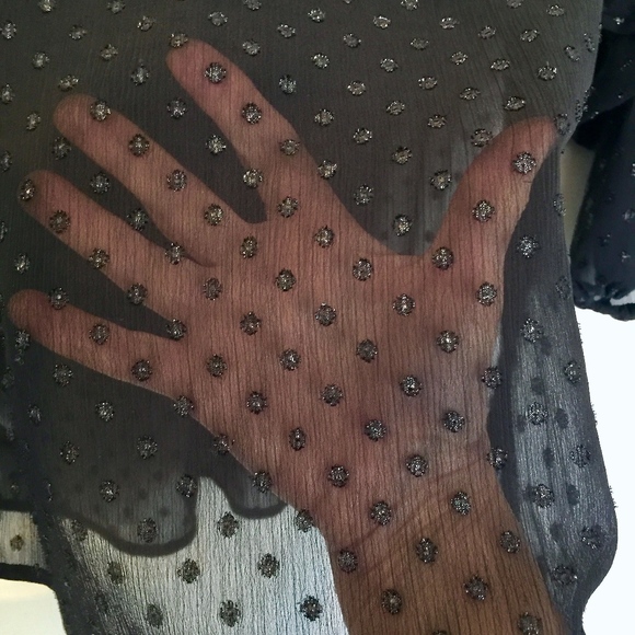 DKNY JEANS WOMEN'S SHEER LACE WING SLEEVE TOP - Picture 4 of 7